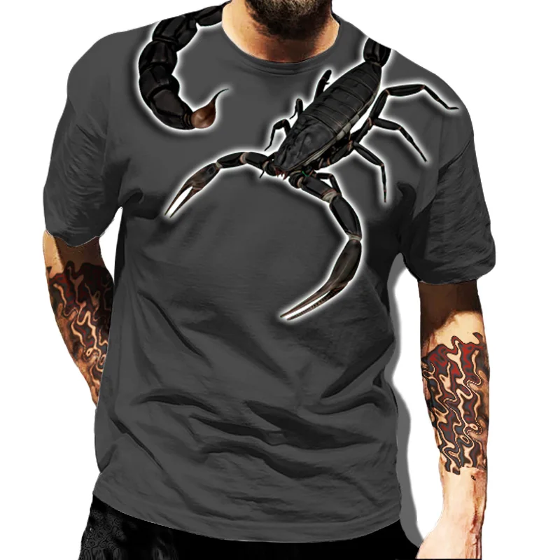 

Drop Shipping Men's T-shirts Classic Animal Scorpion 3d Printed T Shirt Summer Short-sleeved Hip-hop T-shirt Streetwear Unisex