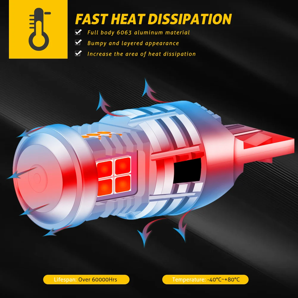 2 шт. T20 WY21W светодиодный CANBUS янтарный без гипервспышки 7440 W21W светодиодная лампа