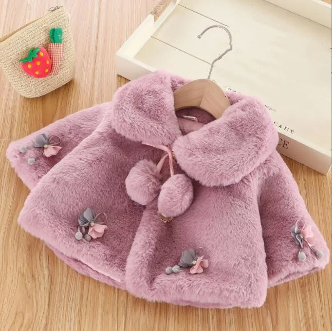 

Одежда для новорожденных, куртка для девочек, накидка принцессы, зимнее теплое меховое пальто для маленьких девочек, платье на Рождество, св...