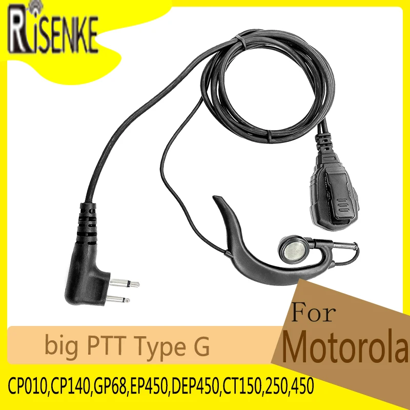 Big PTT Type G Headphones Walkie Talkie Headset Earpiece Microphone for Motorola  CP010,CP140,GP68,EP450,DEP450,CT150,250,450
