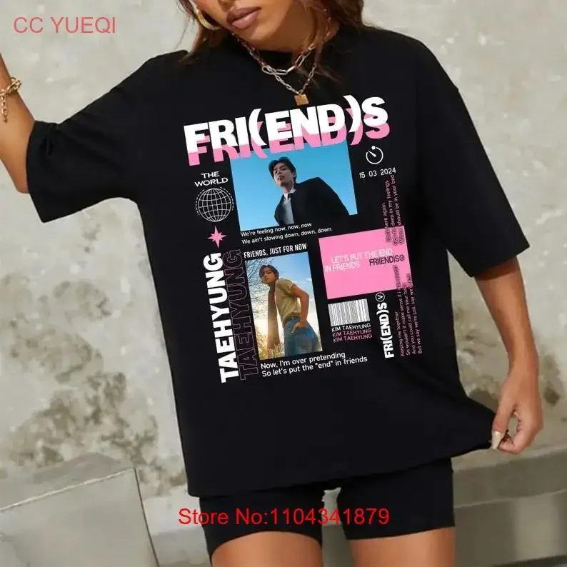 Фото Винтажная футболка V Friends, новая одиночная футболка Kim Taehyung Yeontan для армии с длинными или короткими рукавами №1