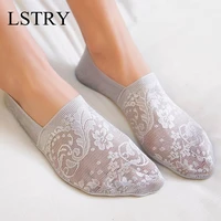 4 pairs fashion women girls summer socks lstry style lace flower short sock antiskid invisible ankle 2022 sox sock slippers cool