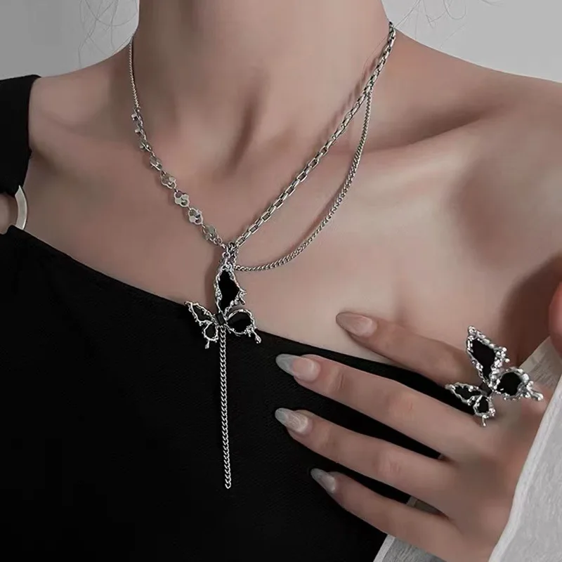 

Women's Necklace Women's Ring Butterfly Tassel Necklace New Luxury Women's Earrings Jewelry Sets for Women Jewelry for Women