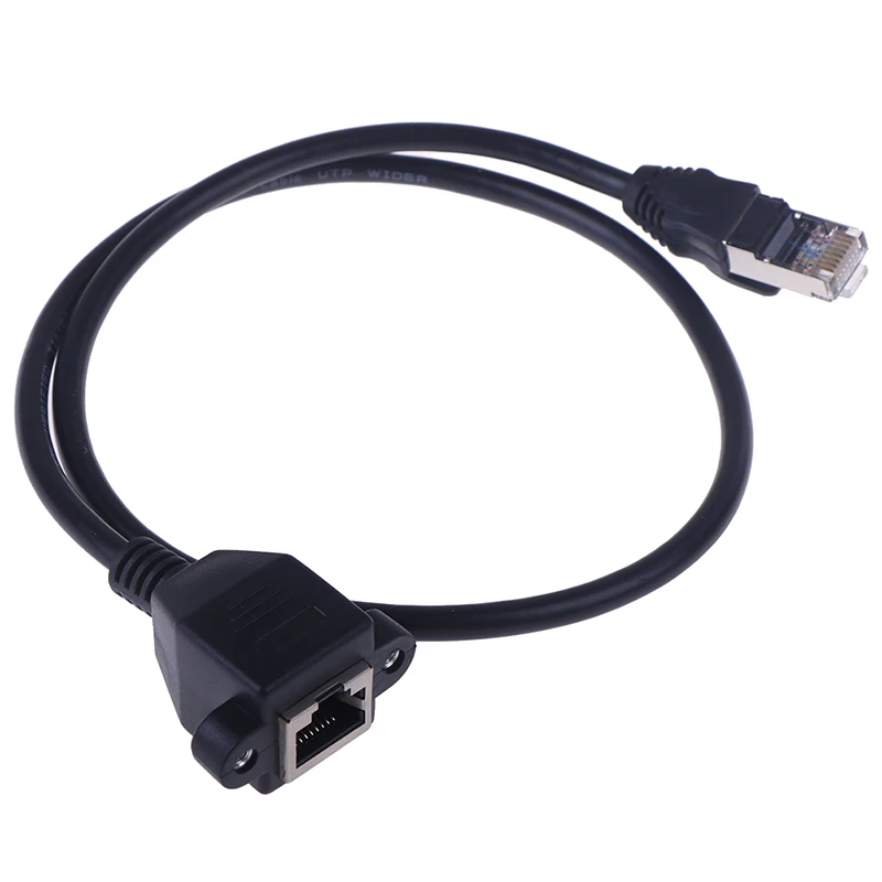 

1Pc RJ45 Male to Female Screw Panel Mount Ethernet LAN Network Extension Cable