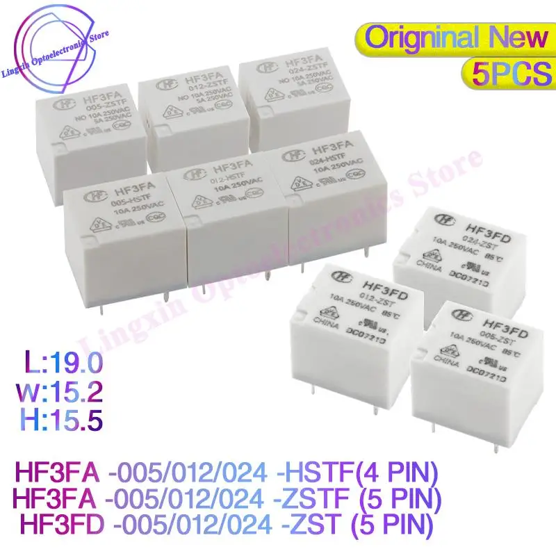 

5 шт. HF3FA -005V 012V 024V -HSTF -ZSTF HF3FD-012-ZST HF3F реле 5v 12v 24v 4PIN 10A T73 подходит для чайника, соевого молока