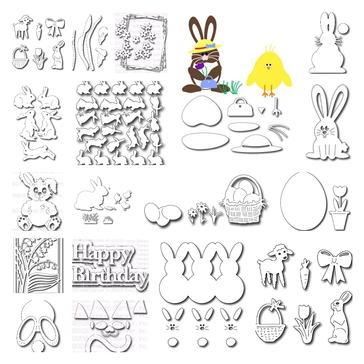 

Easter Rabbit Eggs And Flowers 2023 New March Release Metal Cutting Dies DIY Scrapbooking Photo Album Decorative Embossing Paper