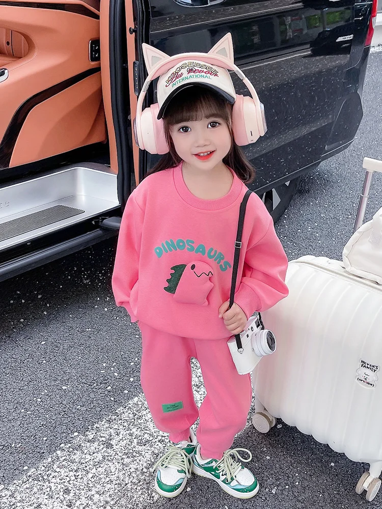 Повседневный комплект для маленьких девочек с мультипликационным принтом букв