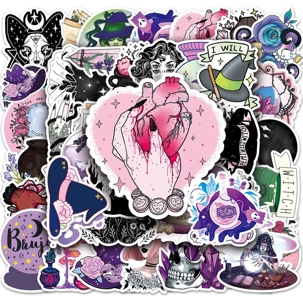 

10/30/50pcs Gothic Horror Witch Apothecary Magic Crystal Stickers Laptop Phone Skateboard Car Luggage Waterproof Sticker Kid Toy