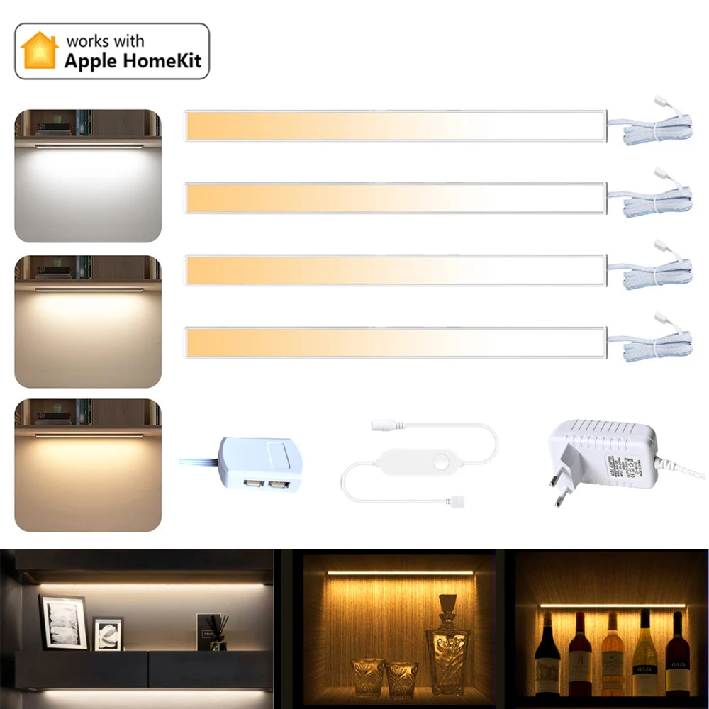 Фото 30 см Homekit WiFi CCT светодиодный светильник под шкафом, светильник для кухонного шкафа, витрина под настольной лампой, бар 3000K-6500K, комплект №1