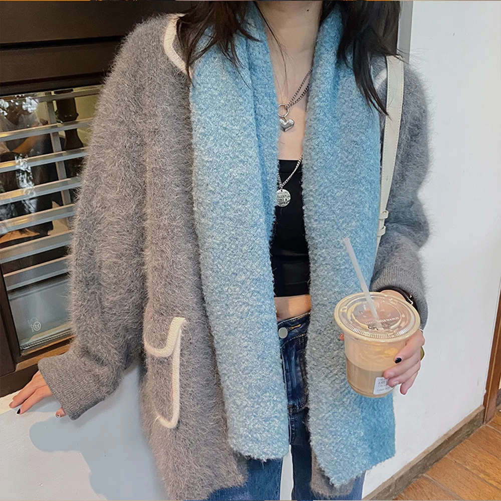 

Женский имитационный кашемировый шарф простой Универсальный Зимний студенческий толстый теплый шарф защита для шеи 3 + WB20 #