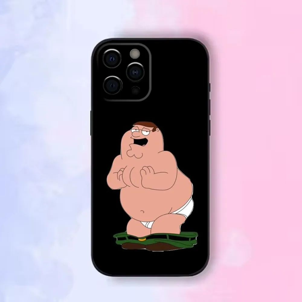 P-PeterS Family G-Guy Phone Case For iPhone16 15 14 13 12 Mini 11 Pro XR X XS MAX 7 8 Plus Silicone Cover Soft Black
