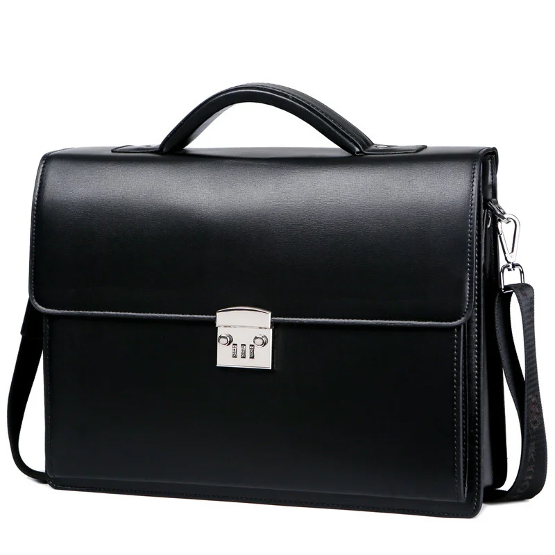 

New Male Bring Password Lock Briefcase Diagonal Package Genuine Leather Computer Laptop Bag Men Messenger Luxury