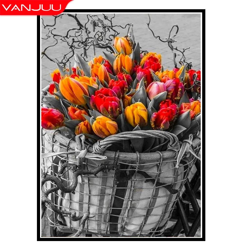 

5D Diamond Painting DIY Flower Diamond Mosaic Full Round Drill Cross Stitch Set Diamond Embroidery Home Decor