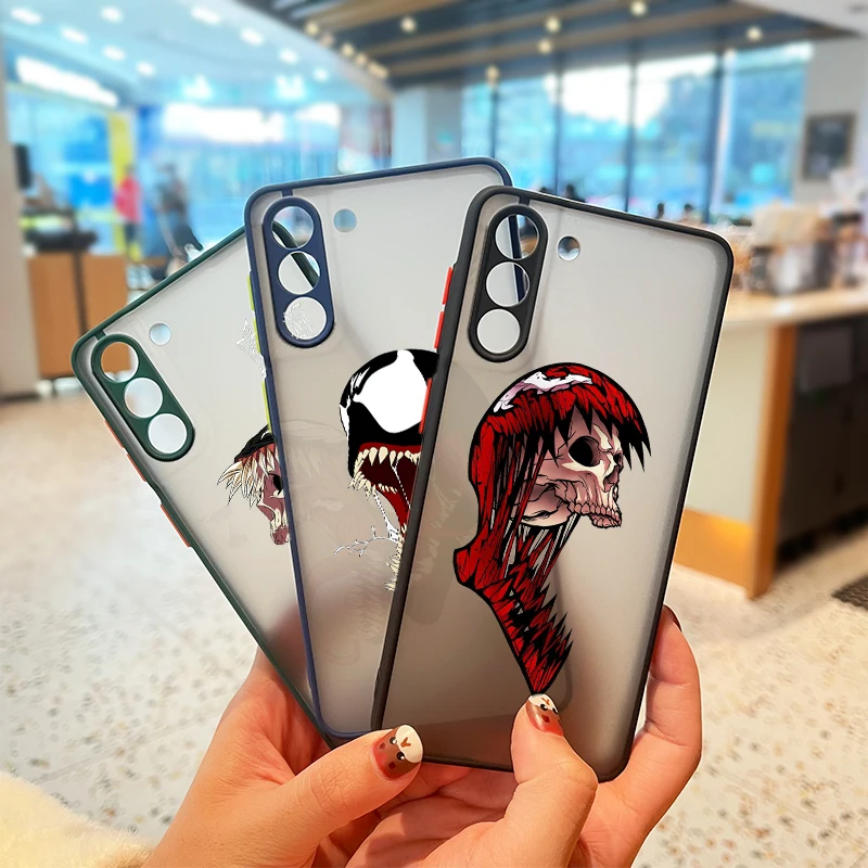 

Marvel Venom For Samsung S21 20 10 8 9 M62 51 31 30S 20 FE Lite Plus (5G) Frosted Translucent Funda Capa Phone Case