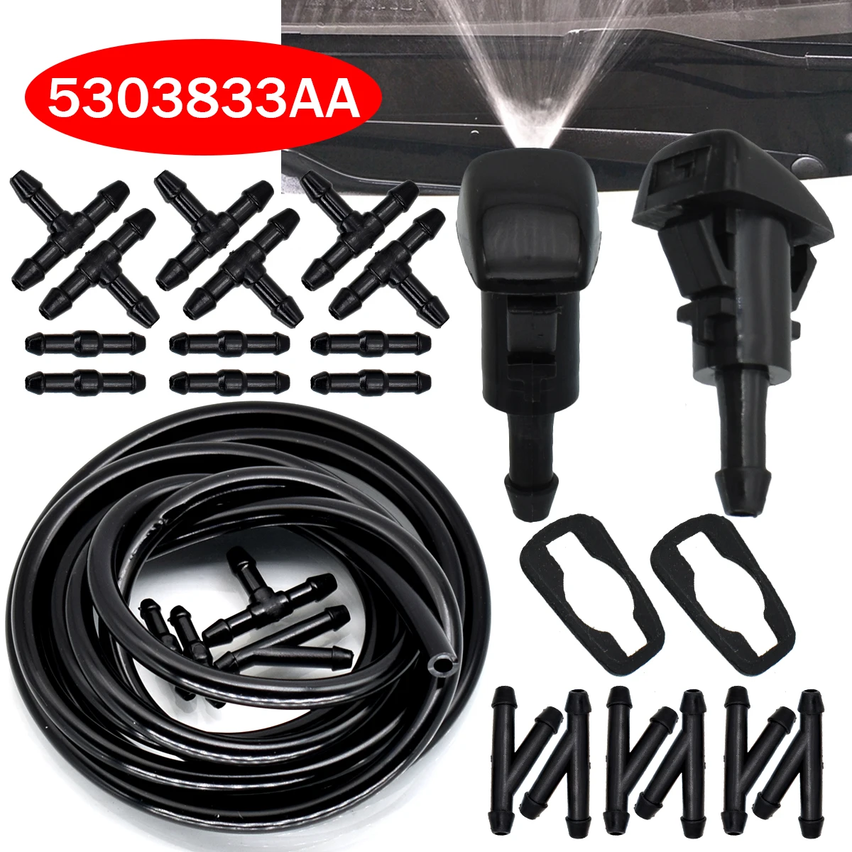 Front Windshield Wiper Washer Jet Nozzle Hose