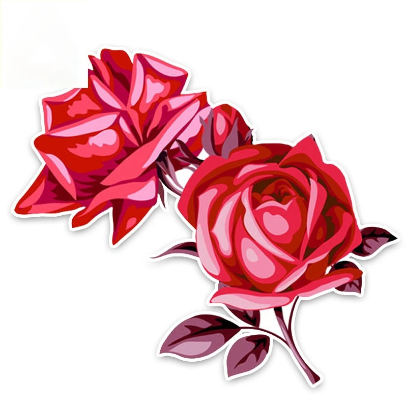 

Fashion Pretty Flowers Car Stickers Charming Red Rose Decor Vinyl Decal for Mazda 6 Peugeot 206 Land Rover Opel ,15cmX13cm