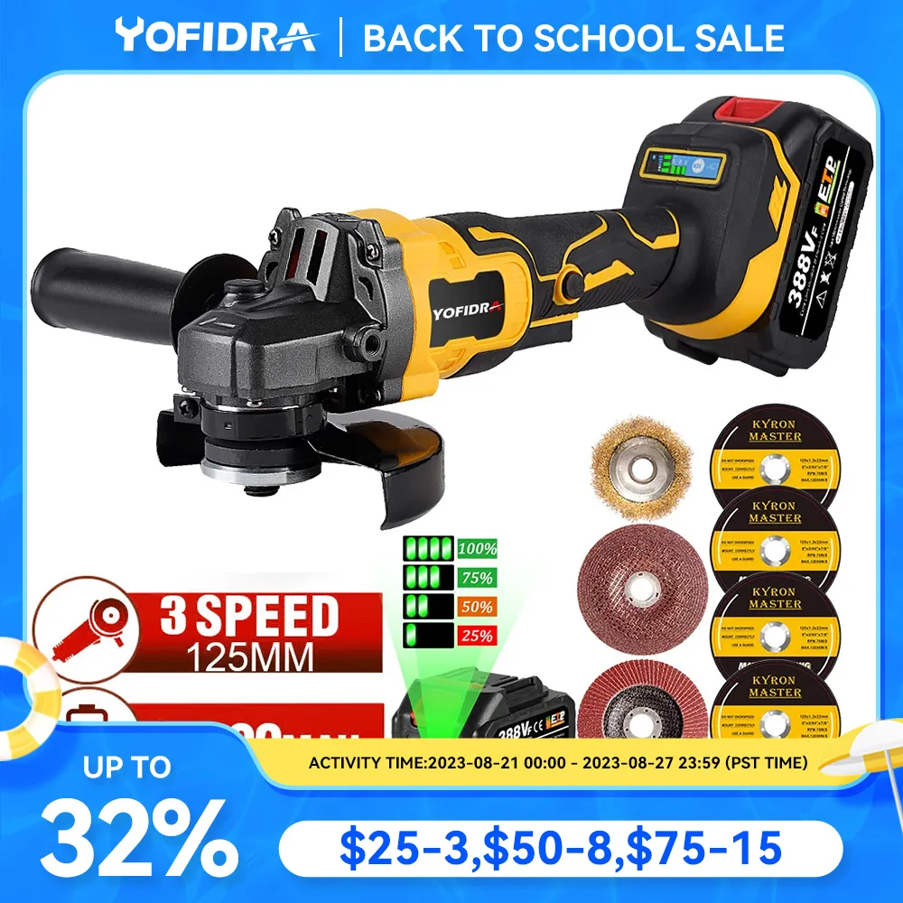 125mm Brushless Angle Grinder 18V M14 10000Rpm 3 Gears Variable For Makita 18V Battery Cordless Electric Impact Grinding Tool