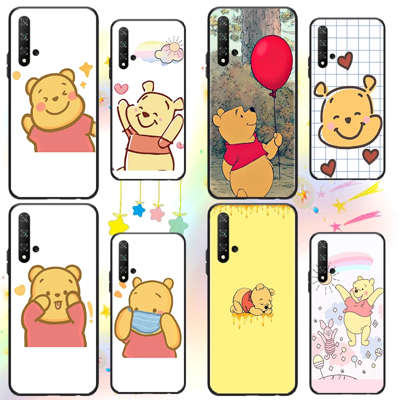 

Beautiful winnie the pooh For Huawei Honor 60 50 X30 30i 20 10 10i 10X 9X 9S 9C 9 8X 8A lite Pro SE Black luxury Soft Phone Case