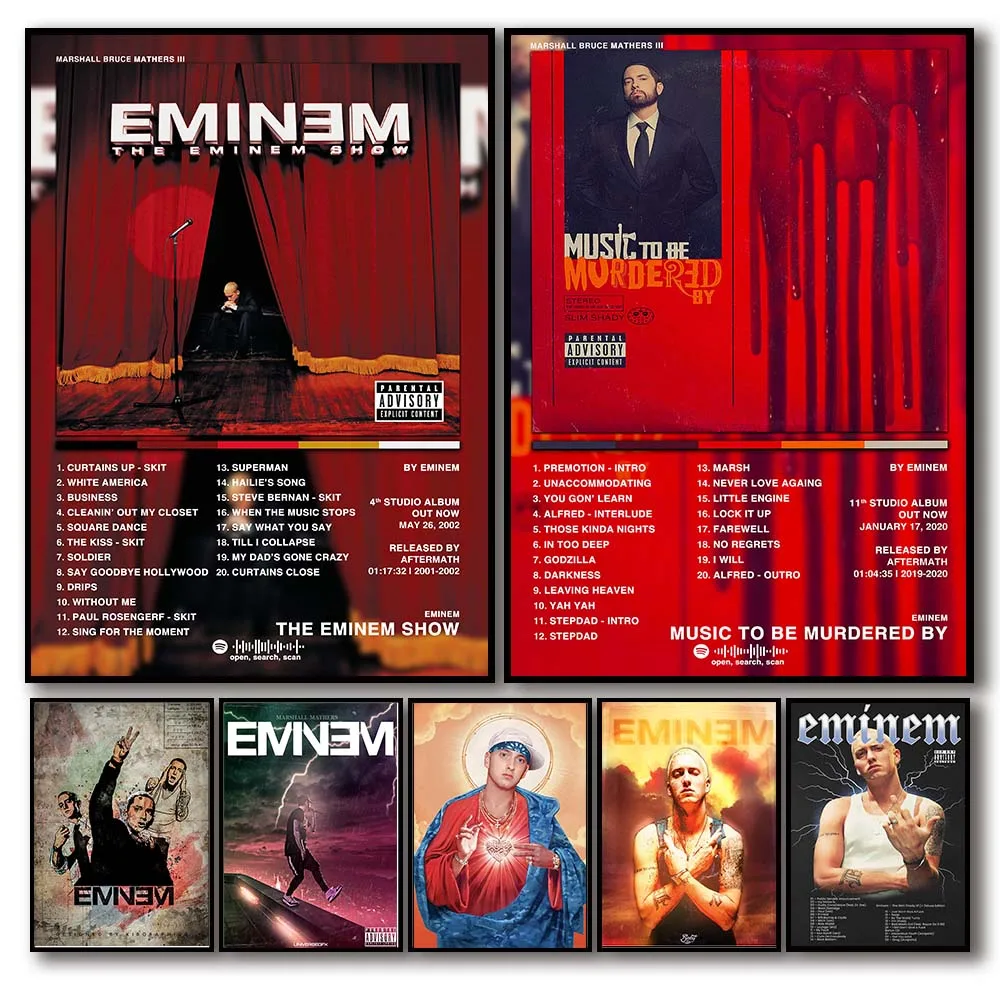 

Pop American rap Music Album The Eminem Show Poster Aesthetic Rapper Eminem Hip Hop Canvas Painting Wall Art Home Bar Room Decor