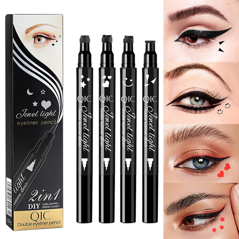

New QIC Star Moon Heart Seal Eye Liner Set Makeup Eyeliner Stamp Double-Headed Waterproof Template Make Up Cosmetics Tool Beauty