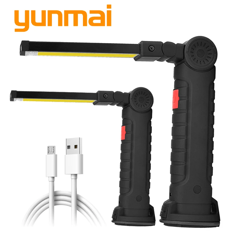 

LED Working Lamp Flashlight USB Rechargeable Built-in Battery COB Torch 3 Mode Flash Light Tail Magnet Portable Camping Lantern