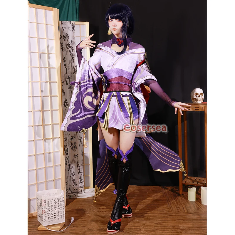 Фото Cosersea Baal Косплей Костюм Genshin Impact Baal Raiden Shogun Magatsu Mitake Narukami no Mikoto Женская униформа Полный комплект №2