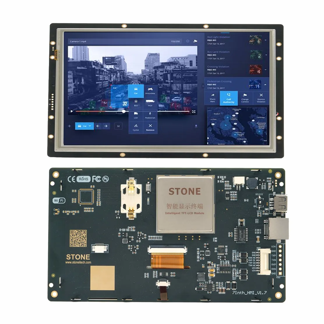 7inch TFT Panel All passed CE/RoHS/FCC/ISO9001 International Certification and 24 hour Aging Testing HMI display