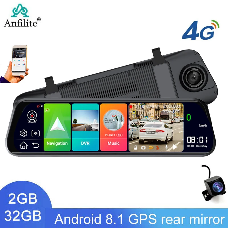 

10 inch Car DVR GPS dash board ADAS 4G WIFI bluetooth navigation Dual Lens Video Recorder Rearview mirror Dash camera 24H park