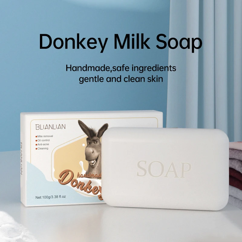 

100g Handmade Bath Soap Donkey Milk Cleaning Soap Face Body Wash Deep Clean Moisturizing Whitening Soap Lighten Dark Bikini Line