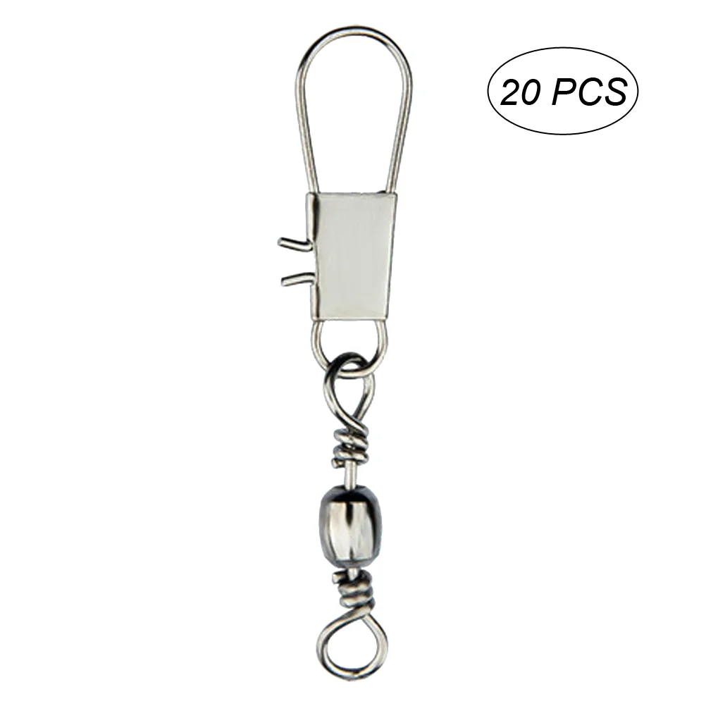 

20pcs Fishing Rolling Bearing Swivel Fishing Line to Hook Clip Connector Swivels Clip Connector