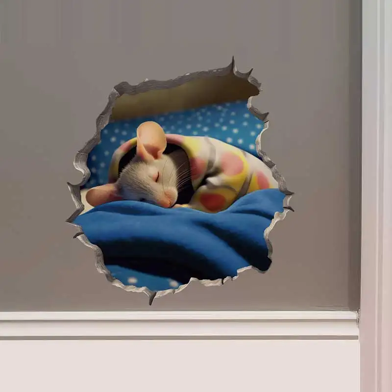 

3D наклейка на стену "Мышь в норке", ПВХ