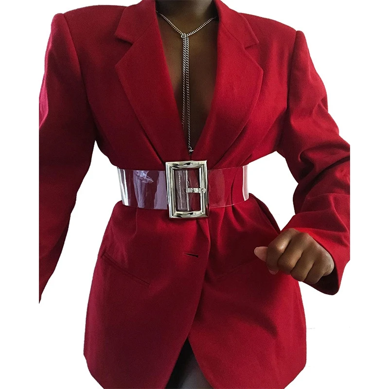 Women's Autumn Fashion New Long Sleeve with Belt 2022 Fall Women's Long Sleeve Hollow Slim Elegant Casual Long Chic Blazer