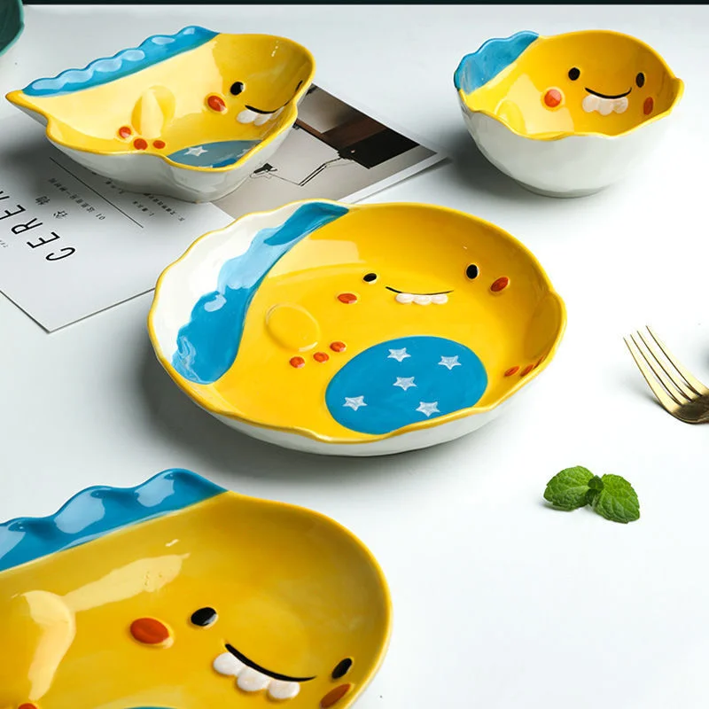Милая миска с мультяшным динозавром керамическая здоровая посуда
