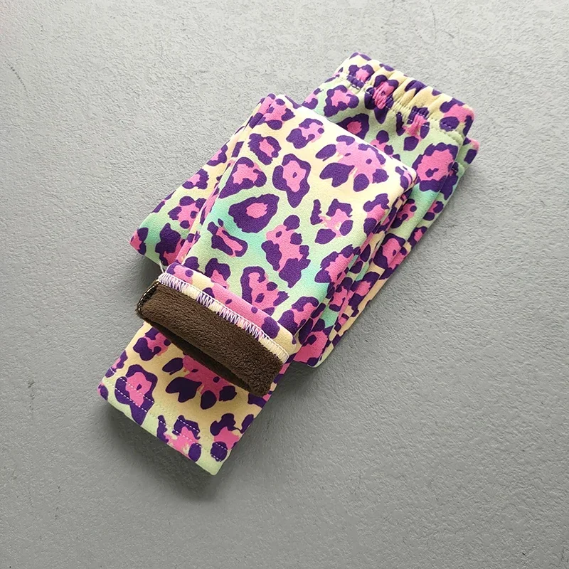 Тонкие флисовые леггинсы для девочек весенне-осенние штаны зимние милые