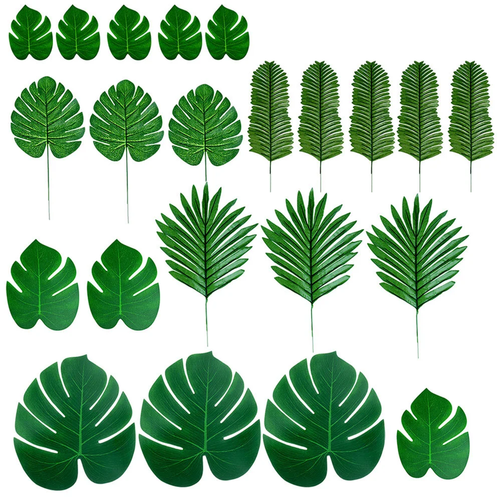 

Monstera Palm Leaf Layout Decor Lifelike Props Fake Leaves Table Decorations Artificial Party Tropical Beach Realistic Favor