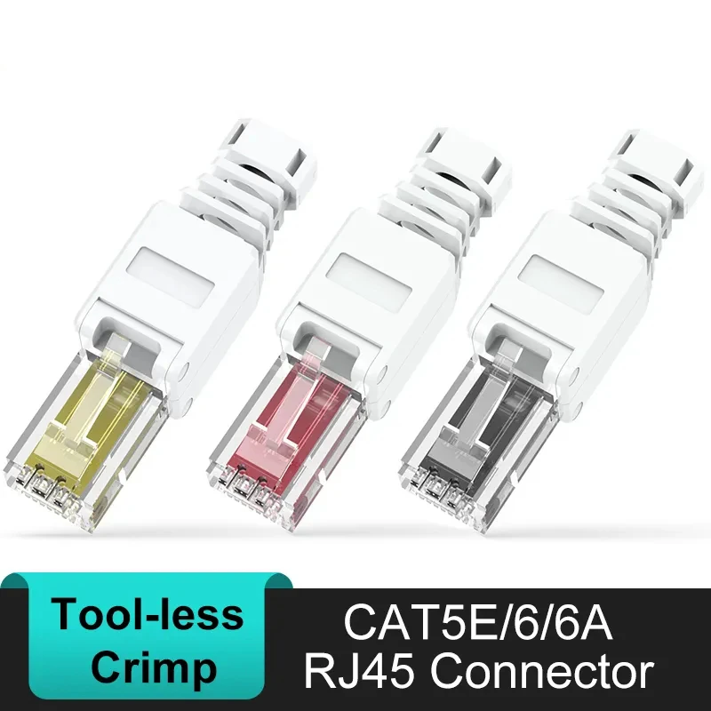 

CAT6 CAT5E Tool free RJ45 connector, No crimp tool less UTP 1000Mbps Modular PLug for Stranded Solid Lan Ethernet cable