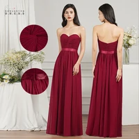 long chiffon burgundy bridesmaid dresses women 2022 a line sweetheart formal evening gowns for wedding party vestidos de fiesta