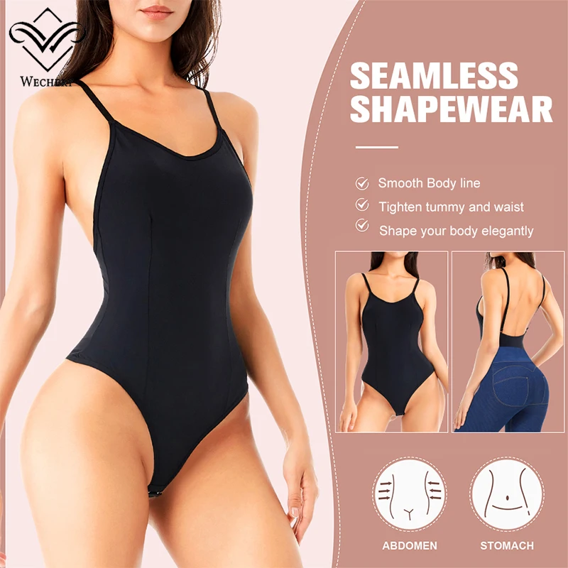 Backless Bodycon Black Skinny Bodysuit Women Body Streetwear Sexy Shapewear Top Stretch Waist Shaper