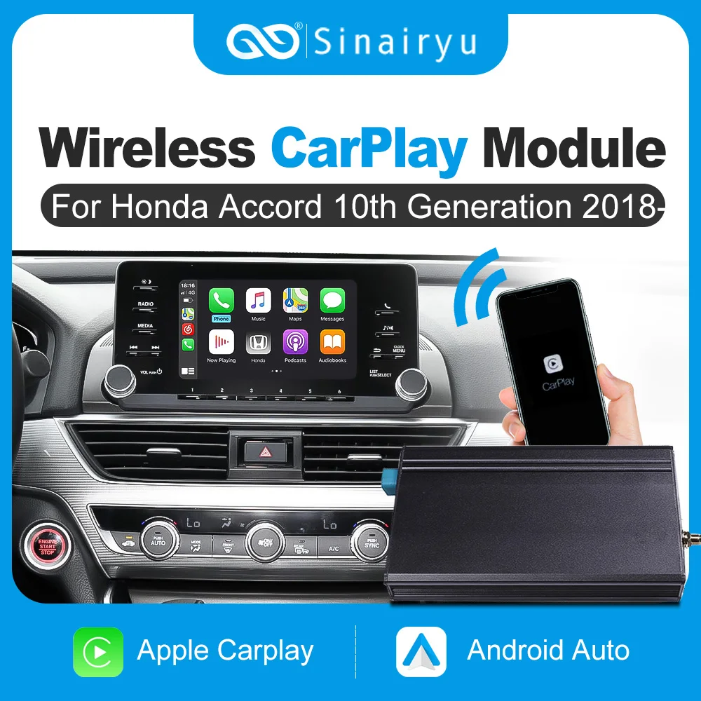 

Sinairyu Wireless Carplay For Honda Accord 10th Generation 2018- Android Auto Ｍodule Box Mirror Link Navigation Camera Video USB