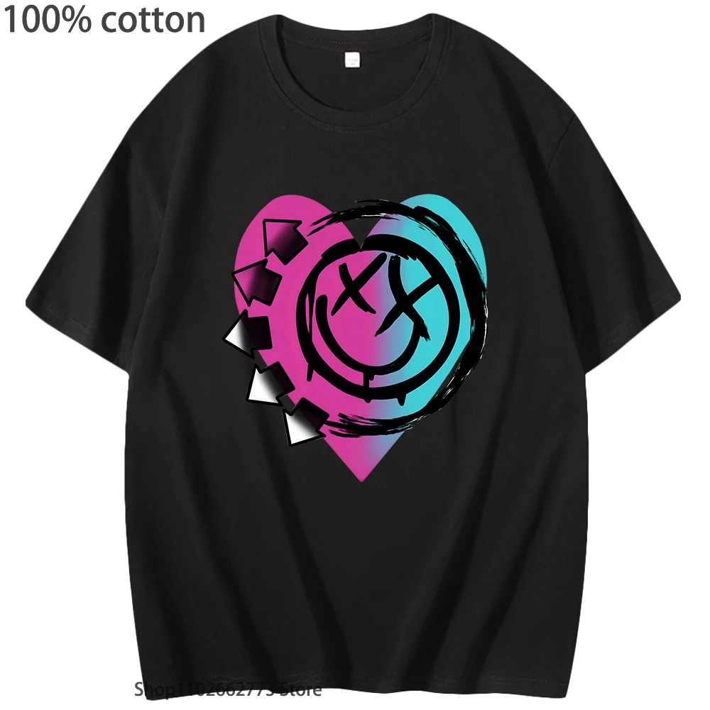 Ropa de algodón 100% Blink-182, camisetas con estampado de banda de música, camisetas suaves, camisetas de manga corta, camisetas Kpop para mujer