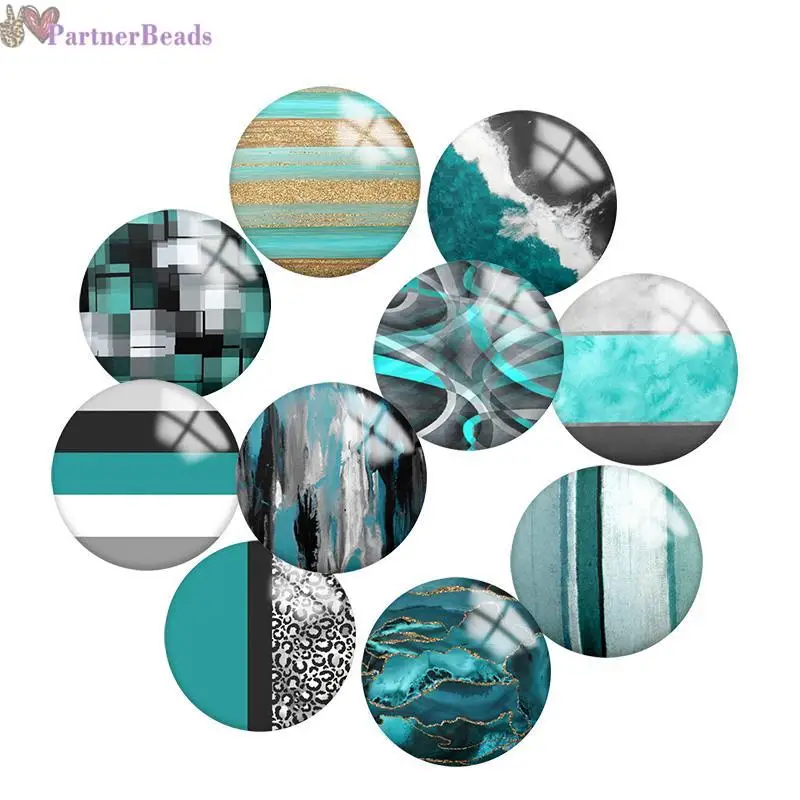 

Голубой геометрический круглый кабошон для фото, демонстрация плоской задней поверхности, фурнитура для изготовления застежек 20 мм, S0581