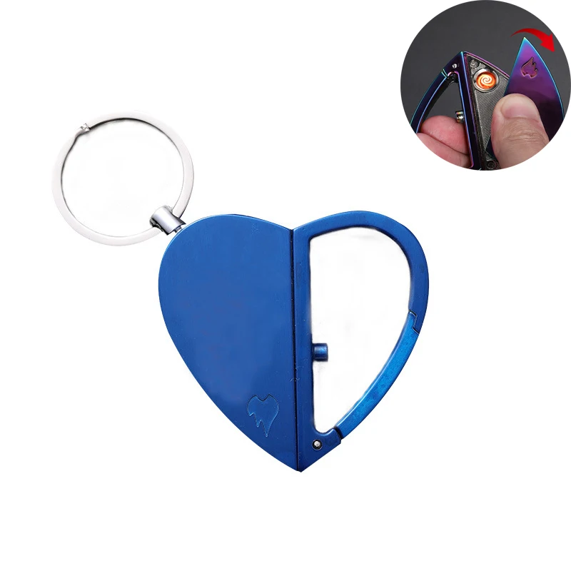 

Creative USB Lighter Heart-shaped Folding Rechargable Lighter Portable Keychain Windproof Cigarette Lighters Gift For Women