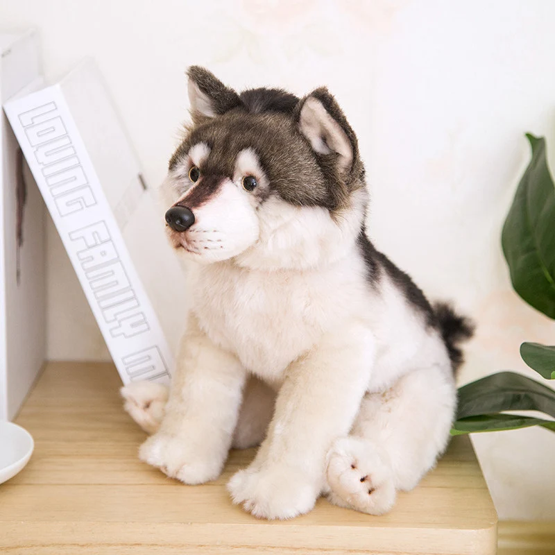 

38CM Simulation Wolf Plush Toys cute Dog Kids Dolls Lifelike Stuffed Pet Soft Anime Decor Collection Toys For Children Kids