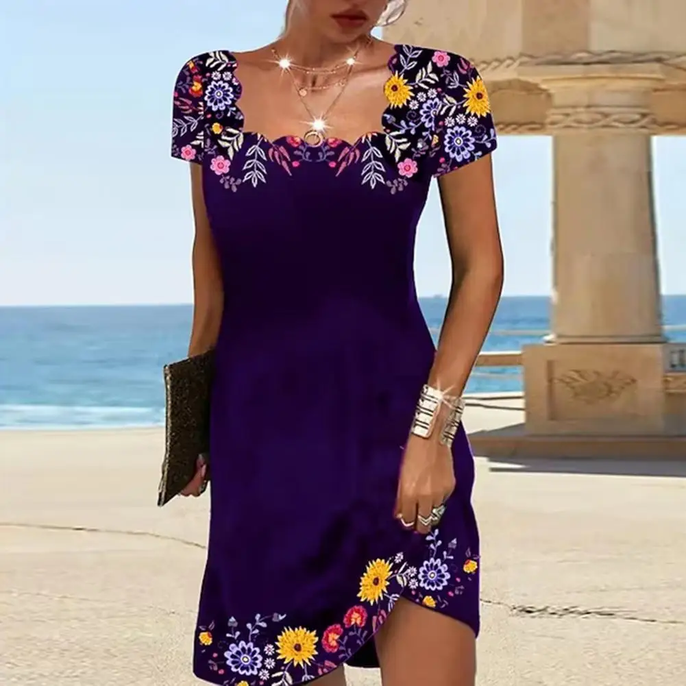 

Летнее платье, женское платье с защитой от пиллинга, модное милое свободное платье с цветочным рисунком и подолом