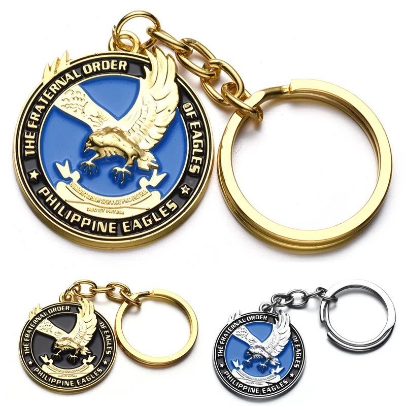 

Philippine Car Metal Keychain Creative Gift Pendant Silver Black Gold Blue Car Key Ring Keychain Auto Interior Accessories