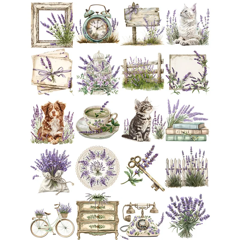 

Набор наклеек с лавандой TIAMECH 20 шт