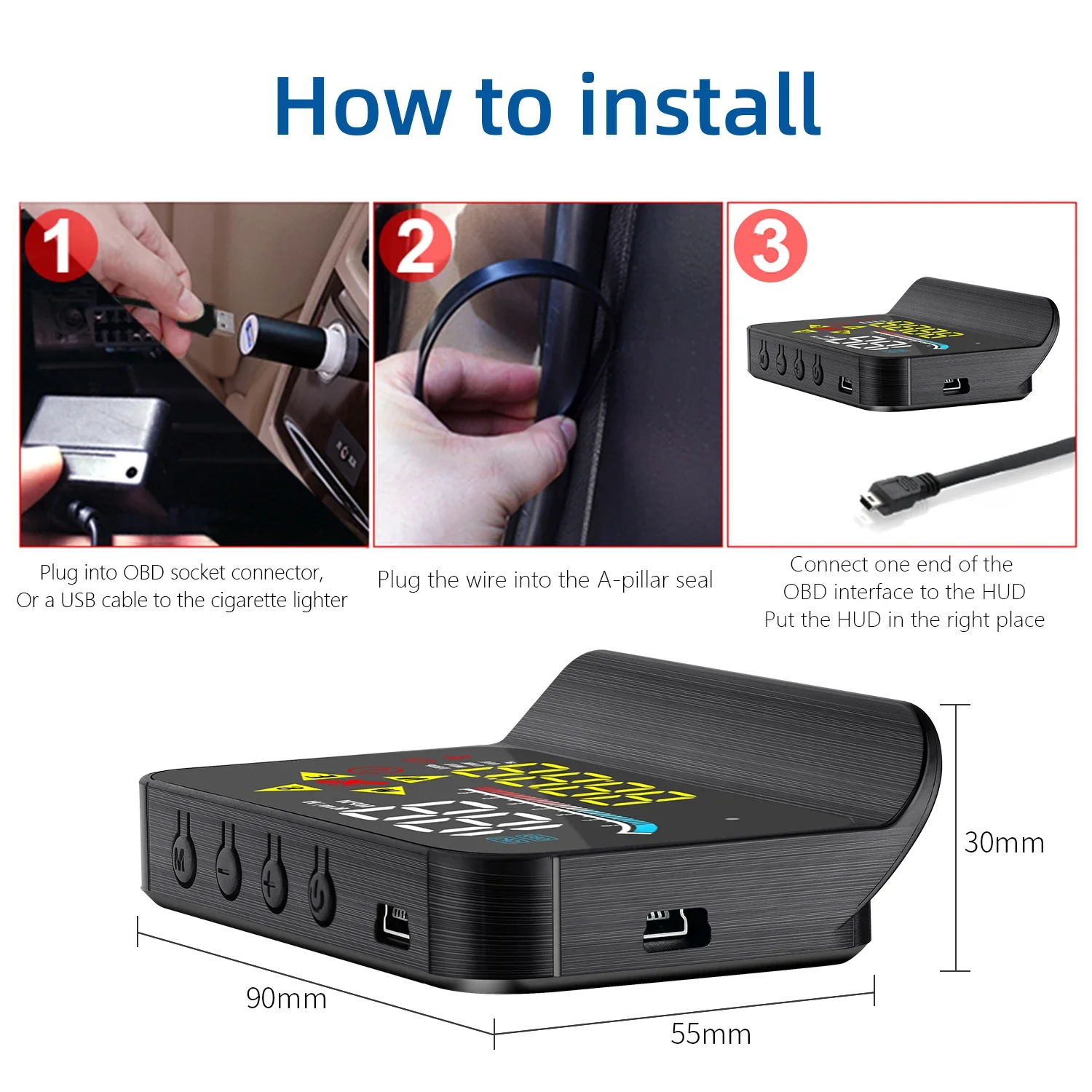 Фото OBD + GPS спидометр M17 для HUD, проектор на лобовое стекло, проекционный дисплей, автомобильные часы с оборотами в минуту, авто электронные аксессуары по индивидуальному заказу №5