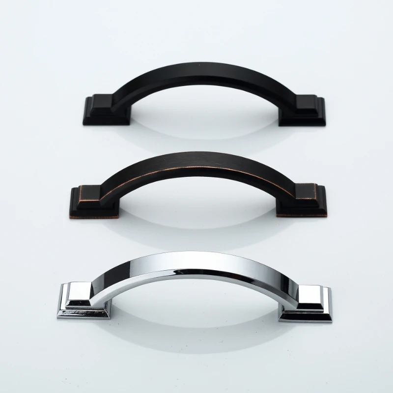 

Kitchen Handles Furniture Knobs Hand-in-hand Cabinet Modern Simple Drawer European-style Arched Zinc Alloy Pull Hand Drawers