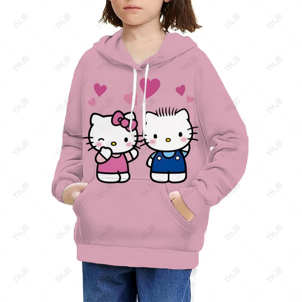 

1-14 Years Children Hello Kitty 3D Print Hoodies Girls Print Kids Oversized Pullovers Teen Girl Sweatshirt Fashion Casual Tops