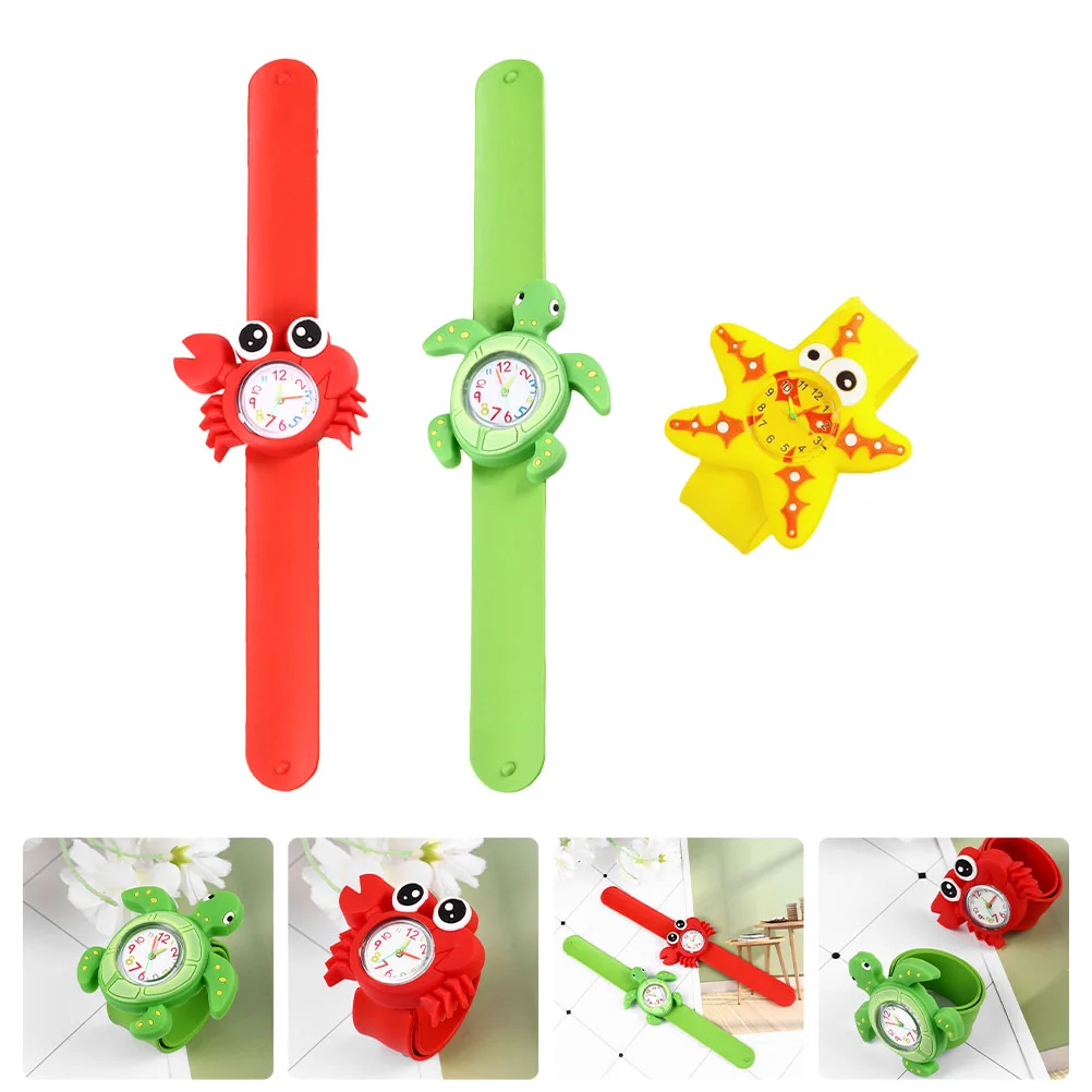 

3 Pcs Marine Theme Kids Watches Children Digital Watch Kids Cartoon Slap Watch